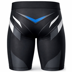 Shorts de compression unisexes bleu/noir de qualité supérieure - Product Image 2