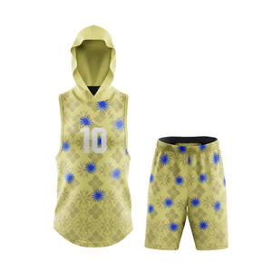 Uniforme de Fútbol 7v7 Amarillo, Top sin Mangas con Capucha, Pantalones Cortos de Alto Rendimiento, Conjuntos Personalizados con Gráficos de Sublimación para Equipos - Product Image 1