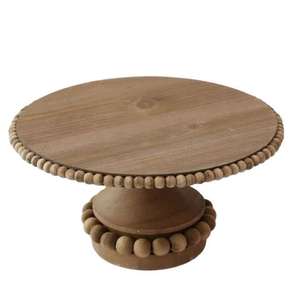 Support à gâteau en bois d'acacia de qualité supérieure, fait main, écologique, avec pieds, couvercle en dôme, base en bambou, pour coupelles à punch et gâteaux - Product Image 1
