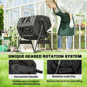 Compostador de Doble Cámara para Exteriores de 53 Galones, Libre de BPA, con Ventilación Ajustable, Color Negro - Product Image 5