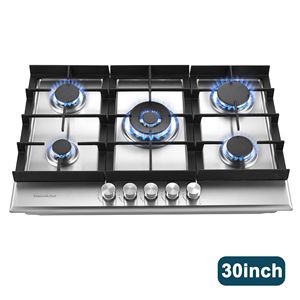 Piano Cottura a Gas in Acciaio Inox da 30 Pollici con 5 Bruciatori ad Alta Efficienza, Convertibile NG/LPG - Product Image 6