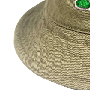 Chapeau Bob Rose Kaki en Coton avec Lettres Brodées Roses – Chapeau de Soleil Décontracté pour Femme, Idéal pour la Plage et la Pêche en Extérieur - Product Image 3