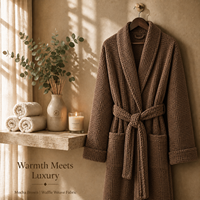 Albornoz de Baño de Algodón Marrón de 450 GSM al por Mayor, Albornoz de Felpa Suave y Absorbente de Calidad Hotelera para Hoteles de Lujo, Resorts, Spas y Hostelería