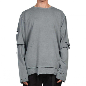 T-shirt à manches longues personnalisé effet vieilli, look tendance premium, qualité supérieure, tissu 100% coton, style décontracté streetwear, unisexe - Product Image 1
