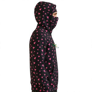 NEXTEX Sweat à capuche unisexe à fermeture éclair avec imprimé triangle noir rose et masque ninja intégré - Product Image 2