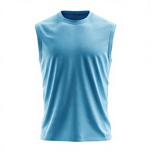 Débardeur de sport pour homme, coupe musclée, sans manches, pour fitness, entraînement, musculation, en polyester tricoté, couleur unie - Product Image 1