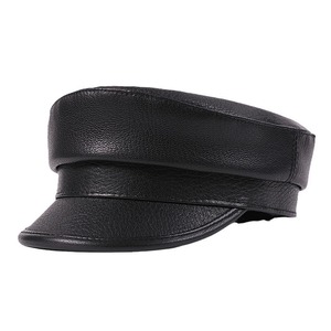 Casquette plate unisexe en cuir PU marron, toile/velours, broderie 3D à sequins faits main, style anglais, décontractée, respirante, réglable, pour l'extérieur - Product Image 1