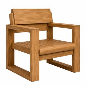 Modern Luxury Solid Teak Outdoor Patio Garden Chair with <b>Floating</b> Backrest and Oversized Square <b>Frame</b> Waterproof - Product Image 1