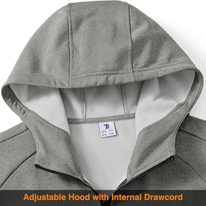 Men's Hooded Thermal Tracksuit Set Gray Cotton Polyester Knitted Casual Winter Sport Wear Full Zip Jacket <b>Pants</b> - Product Image 3