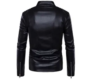 Chaqueta de Cuero Genuino para Hombre, Diseño Color Block Unisex, Alta Calidad, Cuello Alto, Impermeable, Resistente al Viento, Venta al Por Mayor - Product Image 5