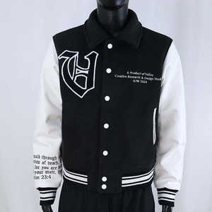 Chaqueta Varsity de Diseño de Lujo Estilo Urbano, con Cuerpo de Lana, Puños Acanalados y Cuello Byron, para Hombre y Mujer - Product Image 4