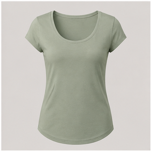 เสื้อยืดสตรีสีเขียวเซจคอกลมแขนสั้นทรงเข้ารูป WTS-0003 - Product Image 1