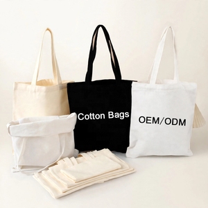 กระเป๋าโท้ท 300GSM ผ้าแคนวาสฝ้าย 100% สีครีมธรรมชาติ ทอธรรมดา เป็นมิตรกับสิ่งแวดล้อม รับทำโลโก้ตามสั่ง OEM - Product Image 1