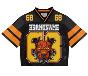 T-shirt unisexe en maille coupe carrée style football américain, personnalisable avec logo, streetwear décontracté, haute qualité, imprimé football - Product Image 1