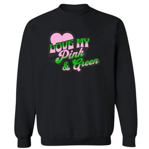 เสื้อสเวตเชิ้ตคอกลมลายกราฟิกสีชมพูและสีเขียว Black Love แขนยาว ปลายแขนแบบริบ ผ้าฟลีซลำลองสำหรับผู้หญิง แฟชั่นสตรีท - Product Image 1