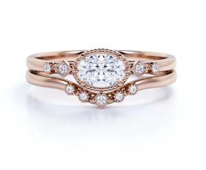 Anillo Elegante Solitario con Moissanita de Corte Ovalado de 1.1 Quilates, Engaste de Plata 925 con Oro Rosa, Minimalista, Moderno, Certificado por Terceros - Product Image 1