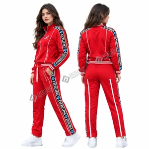 Ensemble de survêtement sportif pour femme, hiver, à capuche, personnalisé, réfléchissant, séchage rapide, écologique, veste et pantalon - Product Image 4