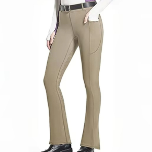 Leggings ecuestres de cintura alta y corte boot-cut para mujer, pantalones de equitación de asiento completo con bolsillos, 100% poliéster, cierre de cremallera para deportes - Product Image 2