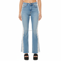 Jeans évasés pour femmes, taille haute, patchwork, sur mesure, OEM, vente en gros