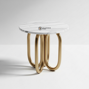 Taburete Moderno Industrial con Tapa de Mármol y Base de Metal Dorado |   Asientos de Lujo Contemporáneos, Ecológicos y Duraderos para Uso en Almacenes y Escuelas - Product Image 1