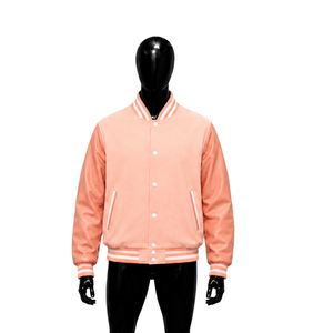 Chaqueta Universitaria Vintage de Lana Color Durazno, Impresionante, con Cuello Vuelto, Estilo Casual, para Otoño, Exclusiva, Hermosa - Product Image 1