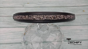 Fronture de luxe en cuir fait main avec cristaux or rose pour équipement d'équitation - Product Image 2