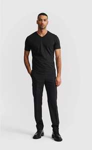 Camiseta Negra de Cuello en V para Hombre, 100% Algodón, Casual, Manga Corta, Secado Rápido, Transpirable, Ropa de Calle de Verano, Uso Diario, Suave - Product Image 3