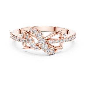 Anillo de Compromiso y Boda con Diamante Certificado IGI, Corte Radiante, Chapado en Oro Rosa y Rodio, con Nudo de Amor Infinito - Product Image 1
