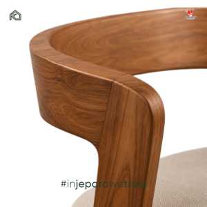 Chaise de bar rembourrée en bois massif, style moderne tropical, pour restaurant, hôtel, comptoir - Product Image 3