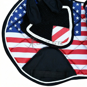 Juego de almohadillas para silla de montar Crossedge Custom OEM para caballo, almohadilla ecuestre inglesa con vendas de polo a juego, botas de protección y velo antimosquitos de malla transpirable. - Product Image 4