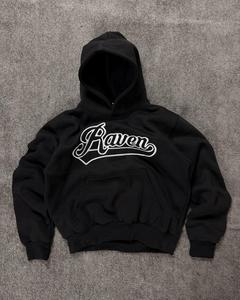 Sweat à capuche streetwear d'hiver pour homme, effet vieilli, avec logo personnalisé imprimé, patch brodé, coupe oversize, en molleton 100% coton 370g - Product Image 1