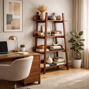 Modern Wooden Ladder Bookshelf For Living Room Bedroom Office Plant Stand Decorative Storage Display <b>Rack</b> Home Furniture - Product Image 4