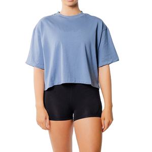 T-shirt court en coton pour femme avec un design ample, vente en gros de t-shirts courts pour l'entraînement et le quotidien - Product Image 5