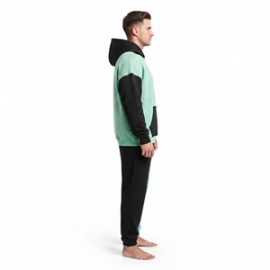 Conjunto Deportivo para Hombre con Sudadera con Capucha y Pantalones Jogger en Bloques de Color Contrastantes, Manga Larga, Corte Holgado, Felpa de Algodón, con Logotipo Frontal y Bolsillos Tipo Canguro - Product Image 3