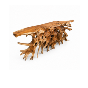 Ensemble de table en racine de teck rustique de luxe artisanal, tabourets en bois naturel, meubles de salon, villas, cafés, non pliable - Product Image 3
