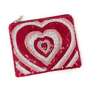 Custom Heart Embroidered Beaded Coin <b>Purse</b> Zipper Pouch Handmade Compact Gift Bag for Women and Girls Wholesale - Product Image 1