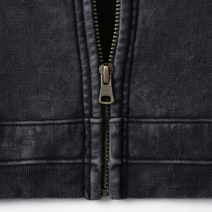 Sweat à capuche zippé pour homme, vintage, délavé, coupe oversize, en molleton épais, effet délavé à l'acide, style streetwear, vierge - Product Image 6