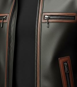 Men's Black & <b>Brown</b> Genuine Lambskin <b>Leather</b> Fashion and Biker <b>Jacket</b> <b>Leather</b> <b>Jacket</b> Lapel Zipper Pocket Slim Fit Casual <b>jacket</b> - Product Image 3