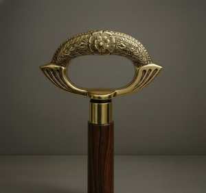 Bastón de senderismo de diseño moderno, hecho a mano, con mango de latón moldeado de agarre fuerte, de Universal Overseas. - Product Image 1