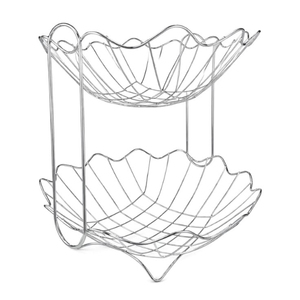 Wholesaler Double Tier Metal Fruit Basket Round Black Wire <b>Storage</b> Stand for Kitchen Rustic Decorative Display Holder - Product Image 5