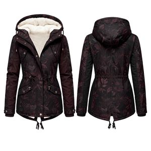 Custom Deep Burgundy Polyester <b>Women</b> <b>Parka</b> Jacket Hot Sale Breathable Finished Heated Fleece Lining Hooded Neck Long Sleeve - Product Image 1