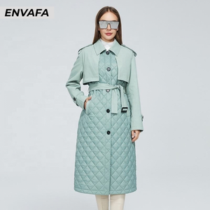 Women's Spring Woven Polyester Trench <b>Coat</b> Padded Long Double Breasted Elegant Casual Button Overcoat Sale - Product Image 1