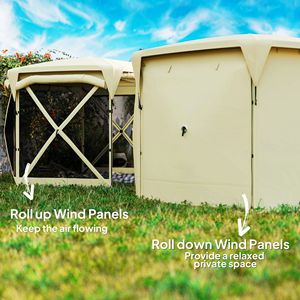 Gazebo Pop-up Beige 11 x 11 Piedi con Copertura Rimovibile e Pannelli Antivento Arrotolabili per Campeggio o Uso in Giardino - Product Image 6