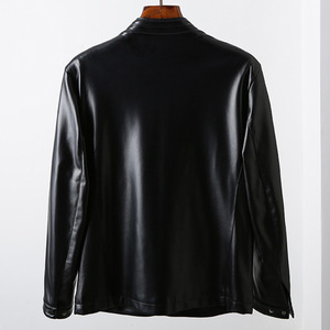 Blouson en cuir PU Tamda International TI-MLJ-02 pour homme, col montant, style motard, doublure polaire respirante, collection automne-hiver - Product Image 2