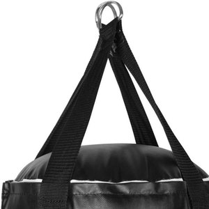 Sac de boxe d'entraînement en similicuir noir avec remplissage de sable, durable pour la pratique du punching pour adultes - Product Image 5