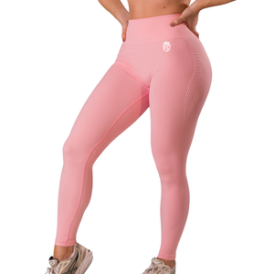 Leggings de yoga sans couture taille ultra haute pour femme, effet ventre plat, extensibles, pour la gym et l'entraînement, vêtements de sport sculptants, rose - Product Image 1