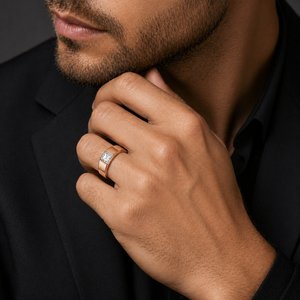 14K Rose Gold <b>Mens</b> Diamond Solitaire <b>Ring</b> Princess Cut Minimalist Classic Band Fine Jewelry Wedding Party Daily Wear Gift High - Product Image 1