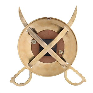Decorative Brass Sword <b>Clock</b> with Traditional Red and Gold Finish <b>Vintage</b> Metal Wall <b>Clock</b> with Crossed Sword Design for Home - Product Image 3