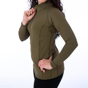 <b>Women's</b> Blue <b>Long</b> <b>Sleeve</b> Zip-Up <b>Polo</b> <b>Shirt</b> Solid Color Casual Style Quick Dry Knitted 100% Polyester Regular Length - Product Image 4