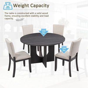 Set da Pranzo Moderno Rotondo da 120 cm con 4 Sedie Imbottite e Tavolo in Marmo a 5 Pezzi - Product Image 6